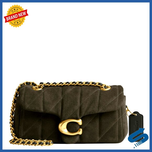 Quilted Leather Shoulder Bag with Chain Strap Pushlock Closure